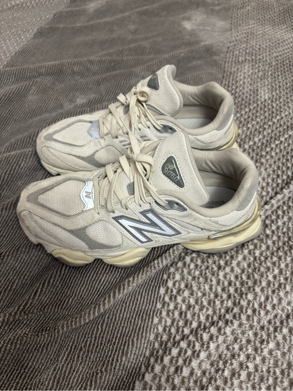 New Balance 9060 Cream Beige Mesh & Suede Sneakers